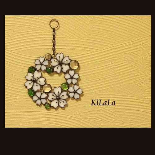ステンドグラスのミニリース（さくら） リース shop KiLaLa 通販