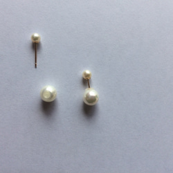 k18淡水パールピアス 貝パールキャッチ付き 4枚目の画像