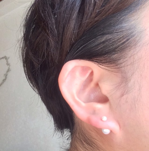 k18淡水パールピアス 貝パールキャッチ付き 5枚目の画像
