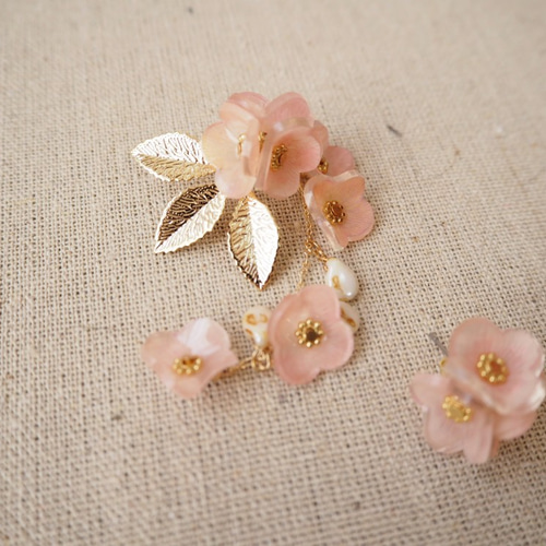 うさこさまオーダー作品☆ピアス『rose quartz』『Onyxis』 ピアス  