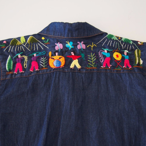 アンティーク ビンテージ 80s メキシコ 花柄 刺繍 透 ガウン シャツ 美品 メキシコ刺繍ポンチョ動物柄刺繍