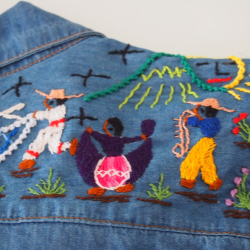 アンティーク ビンテージ 80s メキシコ 花柄 刺繍 透 ガウン シャツ 美品 メキシコ刺繍ポンチョ動物柄刺繍