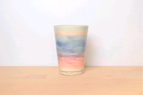 ビアカップ　あけぼの　ブルーピンク 3枚目の画像