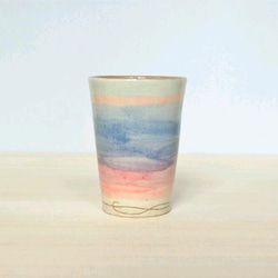 ビアカップ　あけぼの　ブルーピンク 1枚目の画像