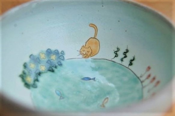 めし碗　池のほとりのねこ 3枚目の画像