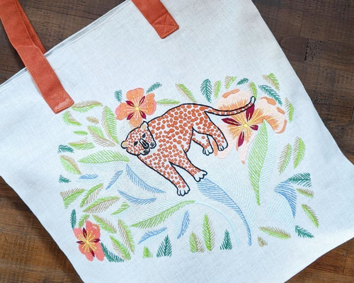 刺繍 3D刺繍 レオパード柄 トートバッグ 楽天市場】刺繍 3D刺繍 レオパード柄 トートバッグ 大きい