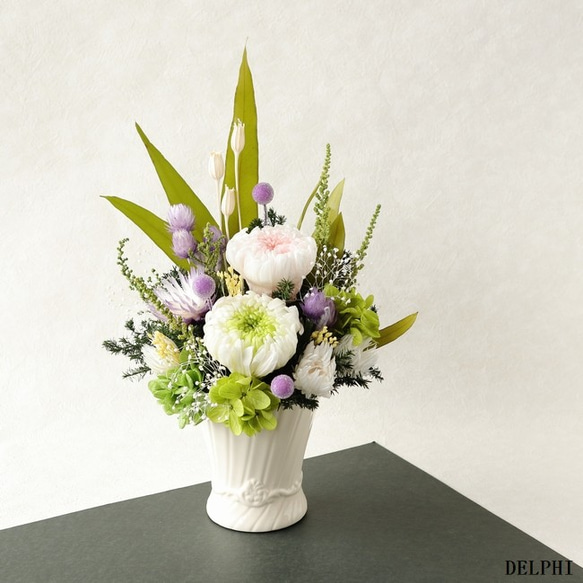 プリザーブドフラワー＊ガラスケース対 蓮&タッセル ＊ 仏花 お彼岸 敬老の日 プリザーブドフラワー＊ガラスケース 輪菊 蓮&タッセル ＊仏花 敬老の日