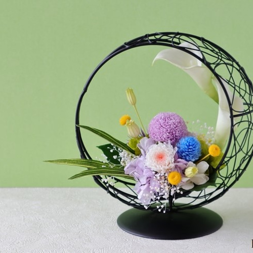 お供え花、和風モダン初盆、回忌法要仏花アレンジメント 特大　大きめ お供え花、和風モダン初盆、回忌法要仏花アレンジメント 特大