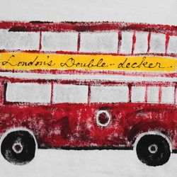 長袖・手描きキッズTシャツ・ロンドン赤バス・名前入れ 4枚目の画像