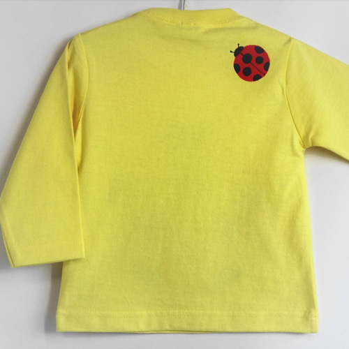 長袖・手描きキッズTシャツ・ナナホシてんとう虫・名前入れ ベビー服 
