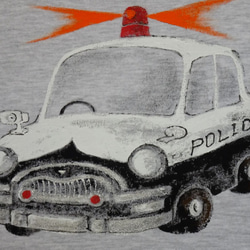 働く乗り物・パトカー・POLICE・手描きキッズTシャツ・名前入れ 5枚目の画像