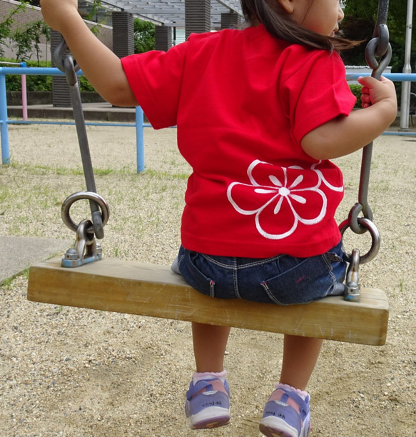 和柄・うめばっちばち・可愛い・女の子Tシャツ・手描き・名前入れ 2枚目の画像