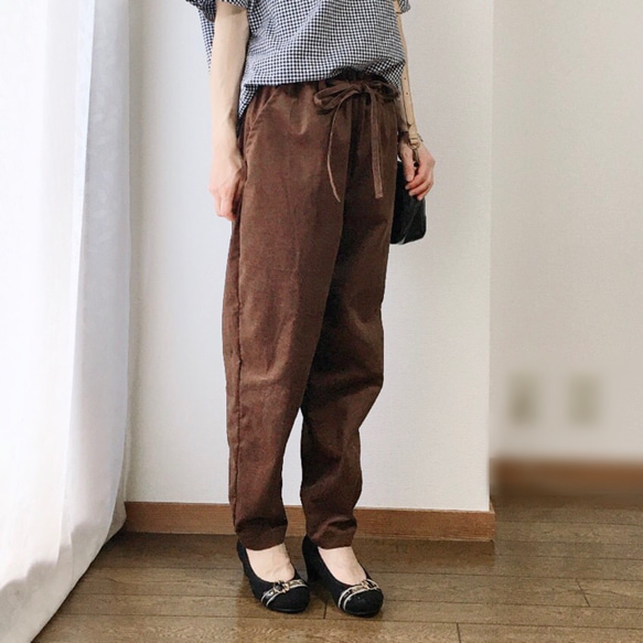 フワさら心地良い肌触り♡コーデュロイのテーパードパンツ(ブラウン