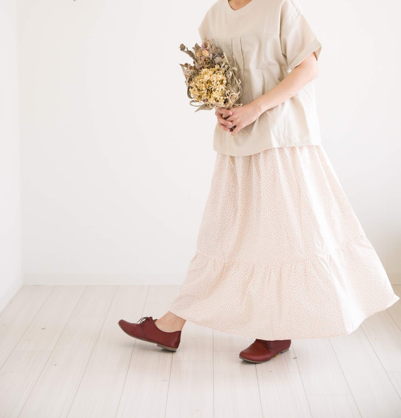 【再販1点のみ】ふわり軽やか♡花柄ロングティアードスカート(ピンク) 1枚目の画像