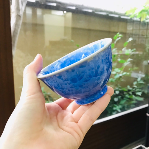 清水焼 花結晶 汲み出し湯呑み(縹) 湯呑み 京焼・清水焼窯元 陶