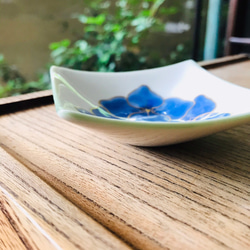 清水焼 角豆皿 (紫陽花) 5枚目の画像
