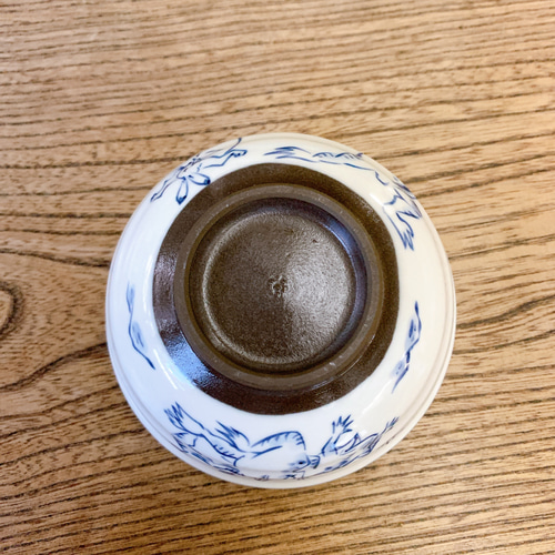 清水焼 染付 鳥獣戯画 ご飯茶碗 ウサギとカエル–踊(大) 茶碗・めし碗
