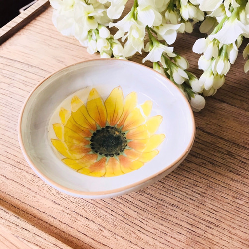 陶あん　京焼　ひまわり深皿 陶あん京焼ひまわり深皿