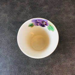 清水焼 内ワンポイントフリーカップ(パンジー-外黄色) 3枚目の画像