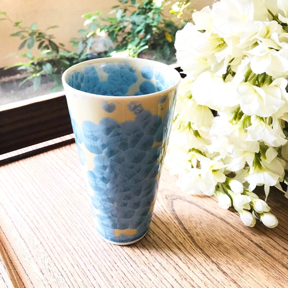 花結晶　ビアカップ(大) 縹 1枚目の画像