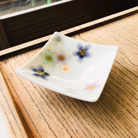 京焼　陶あん作　角皿　６枚 京焼 陶あん作 角皿 6枚