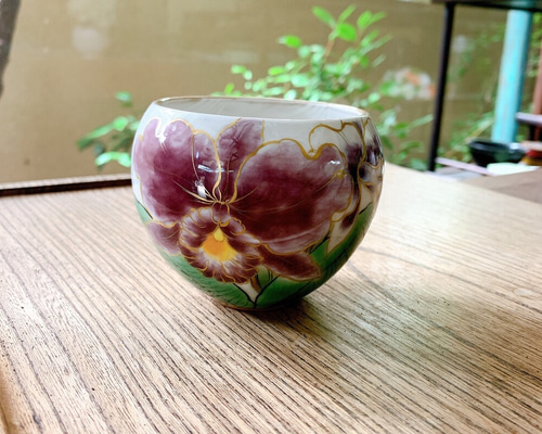 京焼　陶庵とうあん　テーボール　湯呑み　クレマチス 楽天市場】京焼 清水焼 陶あん 色絵付け エクボ湯呑（桜） : 京焼