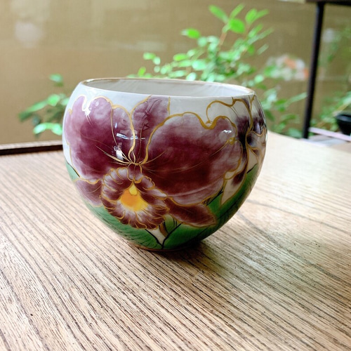 京焼・清水焼 陶あん】玉湯呑み カトレア 湯呑み 京焼・清水焼