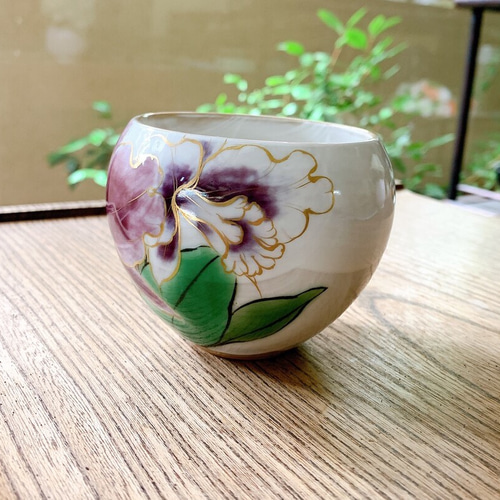 京焼・清水焼 陶あん】玉湯呑み カトレア 湯呑み 京焼・清水焼窯元 陶