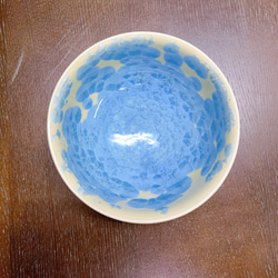 京焼・清水焼 花結晶 ふくりん茶碗(大) 縹 4枚目の画像