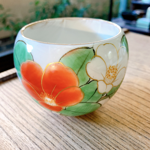 京焼・清水焼 陶あん】玉湯呑み 紅白椿 湯呑み 京焼・清水焼窯元 陶