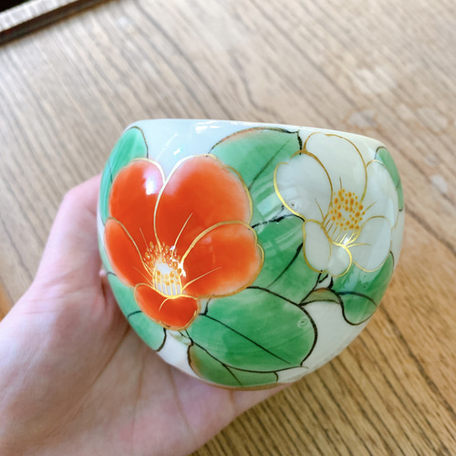 京焼・清水焼 陶あん】玉湯呑み 紅白椿 湯呑み 京焼・清水焼窯元 陶