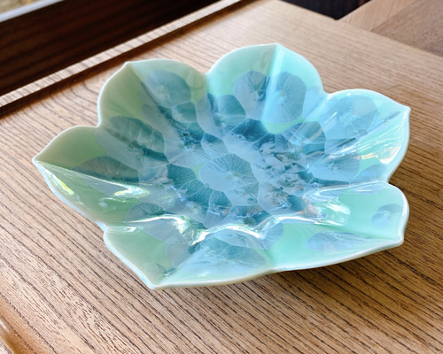 京焼 清水焼 陶あん皿 銘々皿 小皿 絵変 グリーン 5枚 希少 京焼 清水焼 陶あん 色絵付け銘々皿 5枚セット