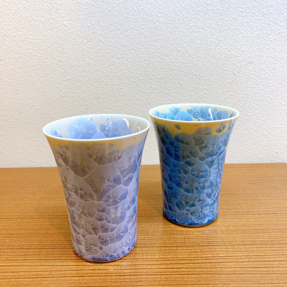 【特別セット価格】京焼・清水焼花結晶 フリーカップ(縹＋銀藤) 2枚目の画像