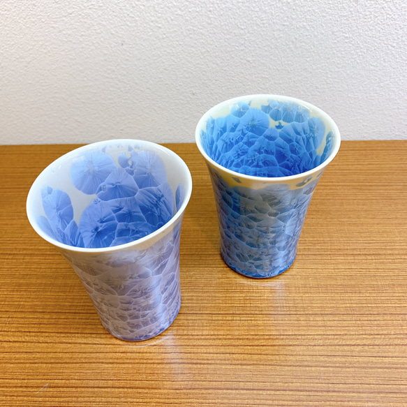 【特別セット価格】京焼・清水焼花結晶 フリーカップ(縹＋銀藤) 3枚目の画像
