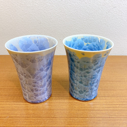 【特別セット価格】京焼・清水焼花結晶 フリーカップ(縹＋銀藤) 4枚目の画像