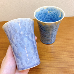 【特別セット価格】京焼・清水焼花結晶 フリーカップ(縹＋銀藤) 9枚目の画像