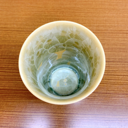 【特別セット価格】京焼・清水焼花結晶 フリーカップ(灰青＋黄) 7枚目の画像