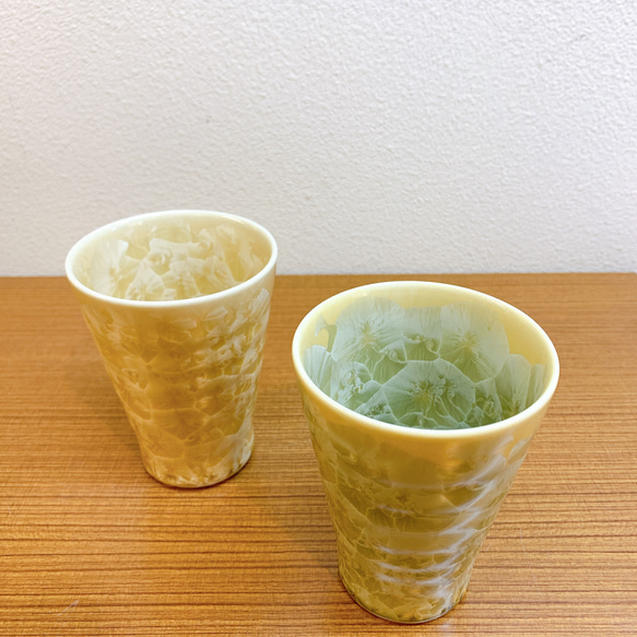 【特別セット価格】京焼・清水焼 花結晶なごみカップセット(黄＋金華) 2枚目の画像