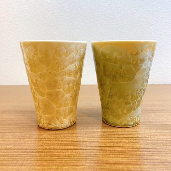 【特別セット価格】京焼・清水焼 花結晶なごみカップセット(黄＋金華) 4枚目の画像