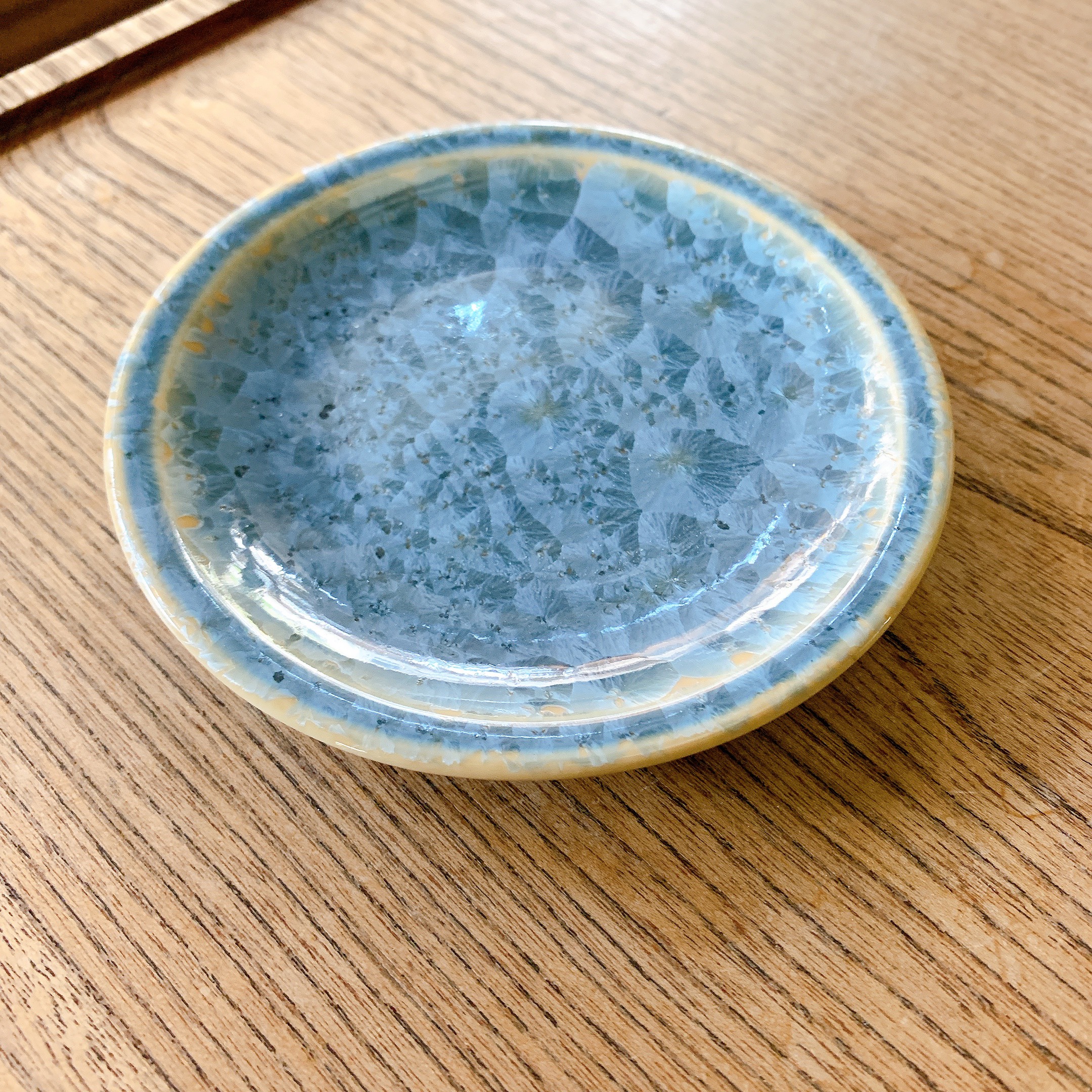 京焼•清水焼花結晶 4寸丸皿(灰青) 小皿 京焼・清水焼窯元 陶あん