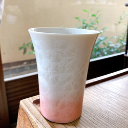 京焼・清水焼花結晶 フリーカップ(ピンクグラデーション) 1枚目の画像