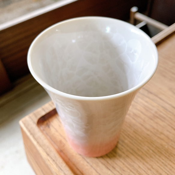 京焼・清水焼花結晶 フリーカップ(ピンクグラデーション) 2枚目の画像