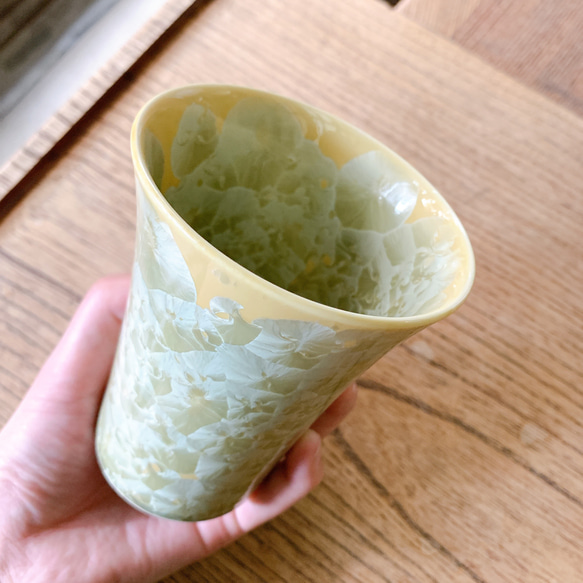 京焼・清水焼花結晶 フリーカップ(黄) 5枚目の画像
