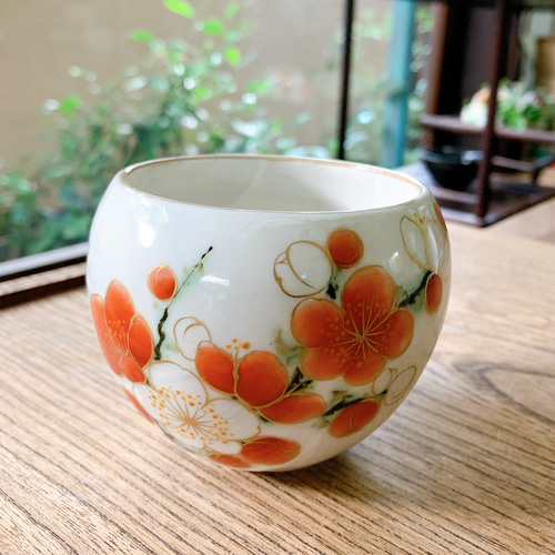 京焼清水焼陶葊とうあん 花柄カップ4個セット