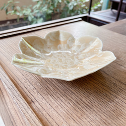 清水焼 花結晶 花型皿(金花) 3枚目の画像