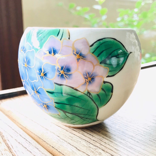 京焼・清水焼 陶あん】玉湯呑み 紫陽花 湯呑み 京焼・清水焼窯元
