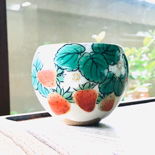 陶あん京焼清水焼 伝統工芸色絵付け① 陶あん京焼清水焼き 伝統工芸色絵付け 銀彩絵付け湯呑み 2客