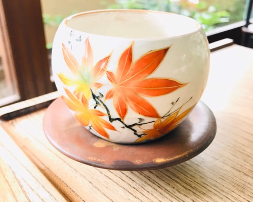 Amazon.co.jp: 箱入 京焼 陶庵 とうあん湯のみ もみじ : ホーム