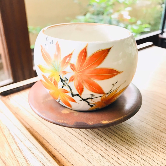 清水焼 京焼 陶あん 湯呑み 小鉢 京焼・清水焼 陶あん】玉湯呑み もみじ 湯呑み 京焼・清水焼窯元