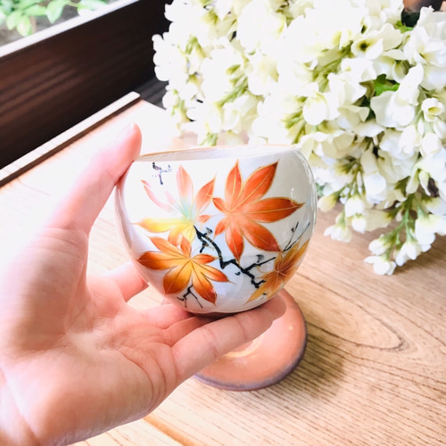 京焼・清水焼 陶あん】玉湯呑み もみじ 湯呑み 京焼・清水焼窯元